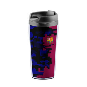 Термокружка-непроливайка с принтом FC Barca 2018 Creative uniform в городе Новоалтайск, внутренняя часть — пищевой пластик, наружная часть — прозрачный пластик, между ними — полиграфическая вставка с рисунком | объем — 350 мл, герметичная крышка | Тематика изображения на принте: fc | fc barcelona | fcb | fly emirates | ronaldo | абстракция | барселона | геометрия | зож | клуб | линии | месси | модные | мяч | реал мадрид | спорт | спортивные | тренды | футбол | футбольный клуб | эмблема