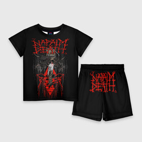 Детский костюм с шортами 3D с принтом Napalm death в городе Новоалтайск,  |  | core | grind | grindcore | metal | trash | грайндкор | дет | дэт | метал | напалм | трэш | трэшкор