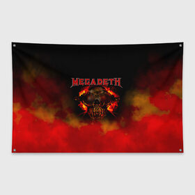 Флаг-баннер с принтом Megadeth в городе Новоалтайск, 100% полиэстер | размер 67 х 109 см, плотность ткани — 95 г/м2; по краям флага есть четыре люверса для крепления | megadet | megadeth | группа | дирк вербурен | дэвид эллефсон | дэйв мастейн | кико лоурейро | мегадет | мегадетх | метал | рок | трэш | трэшметал | тяжелый | хард | хардрок | хеви | хевиметал
