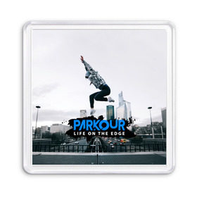 Магнит 55*55 с принтом parkour в городе Новоалтайск, Пластик | Размер: 65*65 мм; Размер печати: 55*55 мм | extreme | jumping | parkour | speed | urban | опасность | паркур | прыжки | риск | скорость | экстрим