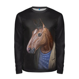 Мужской лонгслив 3D с принтом BoJack в городе Новоалтайск, 100% полиэстер | длинные рукава, круглый вырез горловины, полуприлегающий силуэт | bojack horseman | конь боджек | лошадь боджек