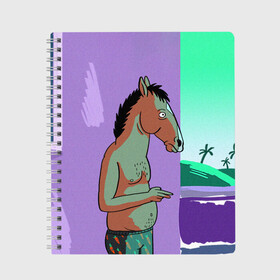 Тетрадь с принтом BoJack в городе Новоалтайск, 100% бумага | 48 листов, плотность листов — 60 г/м2, плотность картонной обложки — 250 г/м2. Листы скреплены сбоку удобной пружинной спиралью. Уголки страниц и обложки скругленные. Цвет линий — светло-серый
 | Тематика изображения на принте: bojack horseman | конь боджек | лошадь боджек