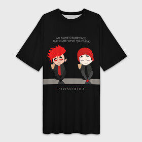 Платье-футболка 3D с принтом STRESSED OUT в городе Новоалтайск,  |  | rock | twenty one pilots | рок группа