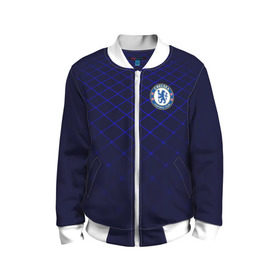 Детский бомбер 3D с принтом Chelsea 2018 Uniform в городе Новоалтайск, 100% полиэстер | застегивается на молнию, по бокам два кармана без застежек, мягкие манжеты, по низу бомбера и на воротнике — эластичная резинка | Тематика изображения на принте: chelsea | fc | спорт | спортивные | фк | футбол | челси