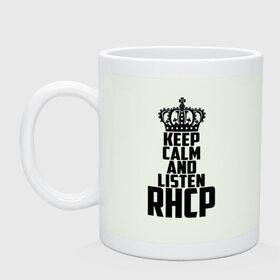 Кружка с принтом Keep calm and listen RHCP в городе Новоалтайск, керамика | объем — 330 мл, диаметр — 80 мм. Принт наносится на бока кружки, можно сделать два разных изображения | red hot chili peppers | rhcp | альтернативный | группа | джош клингхоффер | красные острые перцы чили | метал | ред хот чили пеперс | рок | рхчп | рэп | фанк | фли | чад смит | энтони кидис