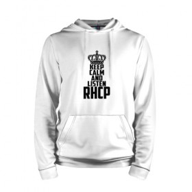 Мужская толстовка хлопок с принтом Keep calm and listen RHCP в городе Новоалтайск, френч-терри, мягкий теплый начес внутри (100% хлопок) | карман-кенгуру, эластичные манжеты и нижняя кромка, капюшон с подкладом и шнурком | red hot chili peppers | rhcp | альтернативный | группа | джош клингхоффер | красные острые перцы чили | метал | ред хот чили пеперс | рок | рхчп | рэп | фанк | фли | чад смит | энтони кидис