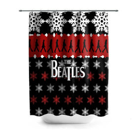 Штора 3D для ванной с принтом Праздничный The Beatles в городе Новоалтайск, 100% полиэстер | плотность материала — 100 г/м2. Стандартный размер — 146 см х 180 см. По верхнему краю — пластиковые люверсы для креплений. В комплекте 10 пластиковых колец | beatles | the beatles | бител | битлз | битлс | битлы | группа | джон леннон | джордж харрисон | жуки | знак | красный | ливерпульская четвёрка | мерсибит | надпись | новогодний | новый год | пол маккартни | поп