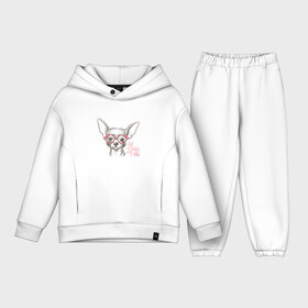 Детский костюм хлопок Oversize с принтом Чихуахуа в розовых очках в городе Новоалтайск,  |  | домашние животные | пес | собака