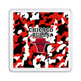 Магнит 55*55 с принтом CHICAGO BULLS Новогодний в городе Новоалтайск, Пластик | Размер: 65*65 мм; Размер печати: 55*55 мм | Тематика изображения на принте: камуфляж | красный | чикаго буллс