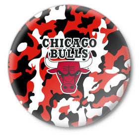 Значок с принтом CHICAGO BULLS Новогодний в городе Новоалтайск,  металл | круглая форма, металлическая застежка в виде булавки | Тематика изображения на принте: камуфляж | красный | чикаго буллс