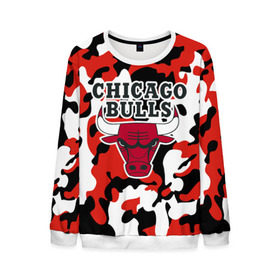 Мужской свитшот 3D с принтом CHICAGO BULLS Новогодний в городе Новоалтайск, 100% полиэстер с мягким внутренним слоем | круглый вырез горловины, мягкая резинка на манжетах и поясе, свободная посадка по фигуре | камуфляж | красный | чикаго буллс
