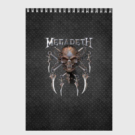 Скетчбук с принтом Megadeth в городе Новоалтайск, 100% бумага
 | 48 листов, плотность листов — 100 г/м2, плотность картонной обложки — 250 г/м2. Листы скреплены сверху удобной пружинной спиралью | megadet | megadeth | группа | дирк вербурен | дэвид эллефсон | дэйв мастейн | кико лоурейро | мегадет | мегадетх | метал | рок | трэш | трэшметал | тяжелый | хард | хардрок | хеви | хевиметал