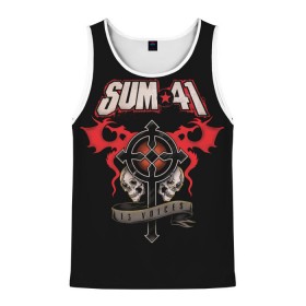 Мужская майка 3D с принтом Sum 41 в городе Новоалтайск, 100% полиэстер | круглая горловина, приталенный силуэт, длина до линии бедра. Пройма и горловина окантованы тонкой бейкой | Тематика изображения на принте: 1996 | 41 | punk | rock | sum | альтернатива | группа | дерик | канада | панк | рок | скейт | уибли