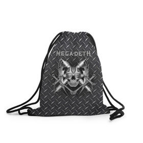 Рюкзак-мешок 3D с принтом Megadeth в городе Новоалтайск, 100% полиэстер | плотность ткани — 200 г/м2, размер — 35 х 45 см; лямки — толстые шнурки, застежка на шнуровке, без карманов и подкладки | 