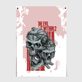 Постер с принтом THE EVIL WITHIN 2 в городе Новоалтайск, 100% бумага
 | бумага, плотность 150 мг. Матовая, но за счет высокого коэффициента гладкости имеет небольшой блеск и дает на свету блики, но в отличии от глянцевой бумаги не покрыта лаком | skull | череп