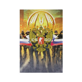 Обложка для паспорта матовая кожа с принтом CS GO RUSSIAN TEAM в городе Новоалтайск, натуральная матовая кожа | размер 19,3 х 13,7 см; прозрачные пластиковые крепления | cs go | россия | шутер