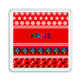 Магнит 55*55 с принтом Праздничный Muse в городе Новоалтайск, Пластик | Размер: 65*65 мм; Размер печати: 55*55 мм | muse | альтернативный | группа | доминик ховард | знак | красный | крис уолстенхолм | мо | моус | моусе | муза | музе | мусе | мэттью беллами | надпись | новогодний | новый год | праздник | прогрессивный