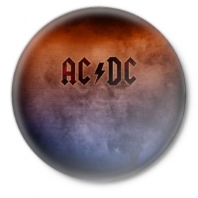 Значок с принтом AC/DC в городе Новоалтайск,  металл | круглая форма, металлическая застежка в виде булавки | ac dc | logo | metal | music | rock | лого | логотип | метал | музыка | рок