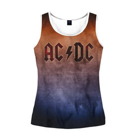 Женская майка 3D AC/DC: в городе Новоалтайск, 100% полиэстер | круглая горловина, прямой силуэт, длина до линии бедра | ac dc | logo | metal | music | rock | лого | логотип | метал | музыка | рок