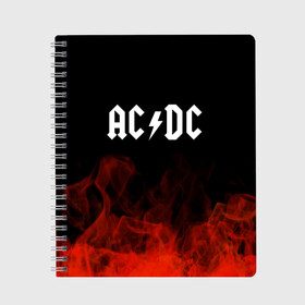 Тетрадь с принтом AC DC в городе Новоалтайск, 100% бумага | 48 листов, плотность листов — 60 г/м2, плотность картонной обложки — 250 г/м2. Листы скреплены сбоку удобной пружинной спиралью. Уголки страниц и обложки скругленные. Цвет линий — светло-серый
 | ac dc | logo | metal | music | rock | лого | логотип | метал | музыка | рок