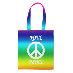 Сумка 3D повседневная с принтом Love and Peace в городе Новоалтайск, 100% полиэстер | Плотность: 200 г/м2; Размер: 34×35 см; Высота лямок: 30 см | любовь и мир | мир | хиппи