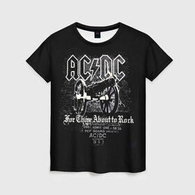 Женская футболка 3D с принтом AC/DC в городе Новоалтайск, 100% полиэфир ( синтетическое хлопкоподобное полотно) | прямой крой, круглый вырез горловины, длина до линии бедер | ас | ац | диси | дс | дц | исидиси | эйси