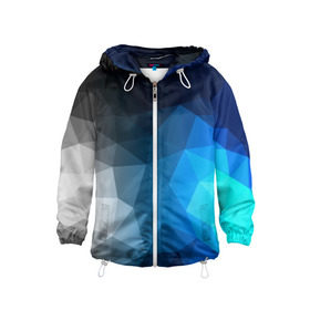Детская ветровка 3D с принтом Gray&Blue collection abstract в городе Новоалтайск, 100% полиэстер | подол и капюшон оформлены резинкой с фиксаторами, по бокам два кармана без застежек, один потайной карман на груди | abstraction | geometry | polygon | абстракция | геометрия | грань | краски | кубик | кубики | линии | мозаика | полигон | разноцветные | ребро | текстура | тени | узор