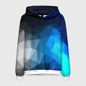 Мужская толстовка 3D с принтом Gray&Blue collection abstract в городе Новоалтайск, 100% полиэстер | двухслойный капюшон со шнурком для регулировки, мягкие манжеты на рукавах и по низу толстовки, спереди карман-кенгуру с мягким внутренним слоем. | abstraction | geometry | polygon | абстракция | геометрия | грань | краски | кубик | кубики | линии | мозаика | полигон | разноцветные | ребро | текстура | тени | узор