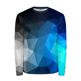 Мужской лонгслив 3D с принтом Gray&Blue collection abstract в городе Новоалтайск, 100% полиэстер | длинные рукава, круглый вырез горловины, полуприлегающий силуэт | abstraction | geometry | polygon | абстракция | геометрия | грань | краски | кубик | кубики | линии | мозаика | полигон | разноцветные | ребро | текстура | тени | узор