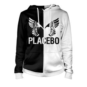 Женская толстовка 3D на молнии с принтом Placebo в городе Новоалтайск, 100% полиэстер | длина до линии бедра, манжеты и пояс оформлены мягкой тканевой резинкой, двухслойный капюшон со шнурком для регулировки, спереди молния, по бокам два кармана | placebo | альтернативный | инди | индирок | плацебо | рок