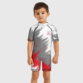 Детский купальный костюм 3D с принтом Toyota в городе Новоалтайск, Полиэстер 85%, Спандекс 15% | застежка на молнии на спине | car | race | toyota | авто | гонки | краска | марка | машина | таета | тайота