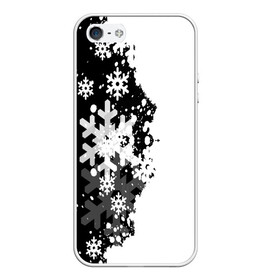 Чехол для iPhone 5/5S матовый с принтом Снежные узоры в городе Новоалтайск, Силикон | Область печати: задняя сторона чехла, без боковых панелей | Тематика изображения на принте: black | christmas | new year | pattern | white | абстракция | зима | новый год | рождество | снег | снежинки | узор | черно белые