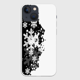 Чехол для iPhone 13 mini с принтом Снежные узоры в городе Новоалтайск,  |  | Тематика изображения на принте: black | christmas | new year | pattern | white | абстракция | зима | новый год | рождество | снег | снежинки | узор | черно белые
