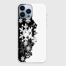 Чехол для iPhone 13 Pro Max с принтом Снежные узоры в городе Новоалтайск,  |  | Тематика изображения на принте: black | christmas | new year | pattern | white | абстракция | зима | новый год | рождество | снег | снежинки | узор | черно белые