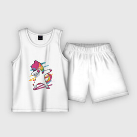 Детская пижама с шортами хлопок с принтом Единорог радуга в городе Новоалтайск,  |  | единорог | лошадки | пони | радуга