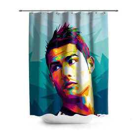Штора 3D для ванной с принтом Cristiano Ronaldo в городе Новоалтайск, 100% полиэстер | плотность материала — 100 г/м2. Стандартный размер — 146 см х 180 см. По верхнему краю — пластиковые люверсы для креплений. В комплекте 10 пластиковых колец | криштиану | реал мадрид | роналду