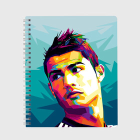 Тетрадь с принтом Cristiano Ronaldo в городе Новоалтайск, 100% бумага | 48 листов, плотность листов — 60 г/м2, плотность картонной обложки — 250 г/м2. Листы скреплены сбоку удобной пружинной спиралью. Уголки страниц и обложки скругленные. Цвет линий — светло-серый
 | криштиану | реал мадрид | роналду