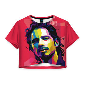 Женская футболка 3D укороченная с принтом Chris Cornell в городе Новоалтайск, 100% полиэстер | круглая горловина, длина футболки до линии талии, рукава с отворотами | audioslave | chris cornell | soundgarden | temple of the dog | автор | альт рок | альтернативный мета | американский | банджоист | барабанщик | вашингтон | вокалист | гитарист | гранж | группа | исполнитель | композитор