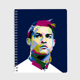 Тетрадь с принтом Cristiano Ronaldo в городе Новоалтайск, 100% бумага | 48 листов, плотность листов — 60 г/м2, плотность картонной обложки — 250 г/м2. Листы скреплены сбоку удобной пружинной спиралью. Уголки страниц и обложки скругленные. Цвет линий — светло-серый
 | криштиану | реал мадрид | роналду