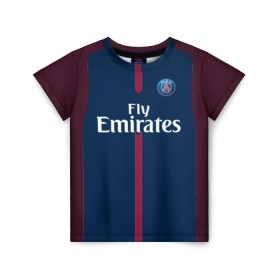 Детская футболка 3D с принтом Neymar home PSG 17-18 в городе Новоалтайск, 100% гипоаллергенный полиэфир | прямой крой, круглый вырез горловины, длина до линии бедер, чуть спущенное плечо, ткань немного тянется | Тематика изображения на принте: champions | france | league | neymar | psg | жермен | неймар | пари | псж | сент | франция