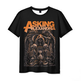 Мужская футболка 3D с принтом Asking Alexandria в городе Новоалтайск, 100% полиэфир | прямой крой, круглый вырез горловины, длина до линии бедер | askalexandria | askingalexandria | hardcore | metal | metalcore | александрия | альтернатива | аск | аскинг | метал | скелет | хэви | череп