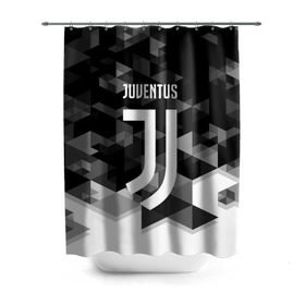Штора 3D для ванной с принтом Juventus 2018 Geometry Sport в городе Новоалтайск, 100% полиэстер | плотность материала — 100 г/м2. Стандартный размер — 146 см х 180 см. По верхнему краю — пластиковые люверсы для креплений. В комплекте 10 пластиковых колец | juventus | спорт | спортивные | футбол | футбольный клуб | ювентус