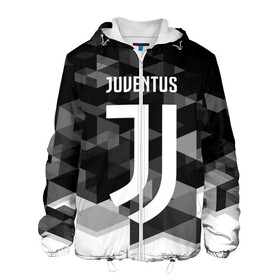 Мужская куртка 3D с принтом JUVENTUS / ЮВЕНТУС GEOMETRY SPORT в городе Новоалтайск, ткань верха — 100% полиэстер, подклад — флис | прямой крой, подол и капюшон оформлены резинкой с фиксаторами, два кармана без застежек по бокам, один большой потайной карман на груди. Карман на груди застегивается на липучку | juventus | спорт | спортивные | футбол | футбольный клуб | ювентус