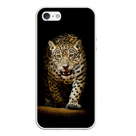 Чехол для iPhone 5/5S матовый с принтом Leopard в городе Новоалтайск, Силикон | Область печати: задняя сторона чехла, без боковых панелей | дикая кошка | зверь | клыки | кот | леопард | оскал | пантера | природа | хищник | ягуар