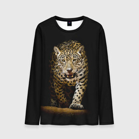 Мужской лонгслив 3D с принтом Leopard в городе Новоалтайск, 100% полиэстер | длинные рукава, круглый вырез горловины, полуприлегающий силуэт | дикая кошка | зверь | клыки | кот | леопард | оскал | пантера | природа | хищник | ягуар