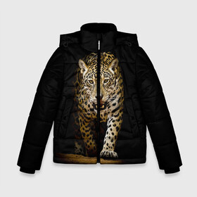 Зимняя куртка для мальчиков 3D с принтом Leopard в городе Новоалтайск, ткань верха — 100% полиэстер; подклад — 100% полиэстер, утеплитель — 100% полиэстер | длина ниже бедра, удлиненная спинка, воротник стойка и отстегивающийся капюшон. Есть боковые карманы с листочкой на кнопках, утяжки по низу изделия и внутренний карман на молнии. 

Предусмотрены светоотражающий принт на спинке, радужный светоотражающий элемент на пуллере молнии и на резинке для утяжки | дикая кошка | зверь | клыки | кот | леопард | оскал | пантера | природа | хищник | ягуар