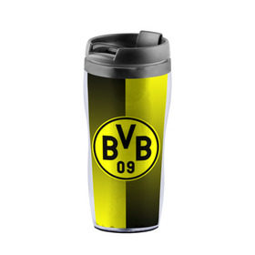 Термокружка-непроливайка с принтом FC Borussia 2018 Reverse в городе Новоалтайск, внутренняя часть — пищевой пластик, наружная часть — прозрачный пластик, между ними — полиграфическая вставка с рисунком | объем — 350 мл, герметичная крышка | боруссия | дортмунд
