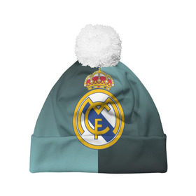 Шапка 3D c помпоном с принтом Real Madrid 2018 Reverse в городе Новоалтайск, 100% полиэстер | универсальный размер, печать по всей поверхности изделия | emirates | fc | real madrid | реал мадрид | футбольный клуб | эмблема