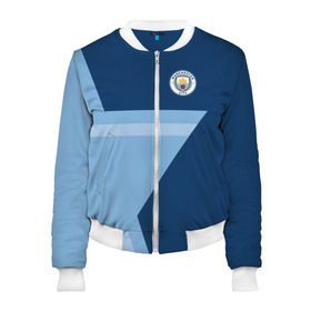 Женский бомбер 3D с принтом F.C.M.C. 2018 STAR в городе Новоалтайск, 100% полиэстер | застегивается на молнию, по бокам два кармана без застежек, мягкие манжеты, по низу бомбера и на воротнике — эластичная резинка | fc | manchester city | манчестер сити | спорт | спортивные | фк | футбол | футбольный клуб