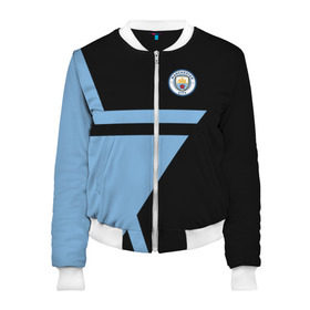 Женский бомбер 3D с принтом F.C.M.C. 2018 STAR в городе Новоалтайск, 100% полиэстер | застегивается на молнию, по бокам два кармана без застежек, мягкие манжеты, по низу бомбера и на воротнике — эластичная резинка | fc | manchester city | манчестер сити | спорт | спортивные | фк | футбол | футбольный клуб